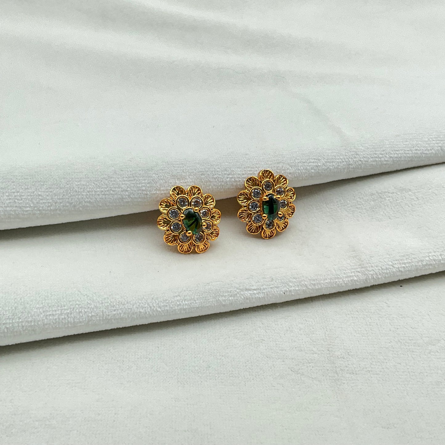 Silver Green Earrings