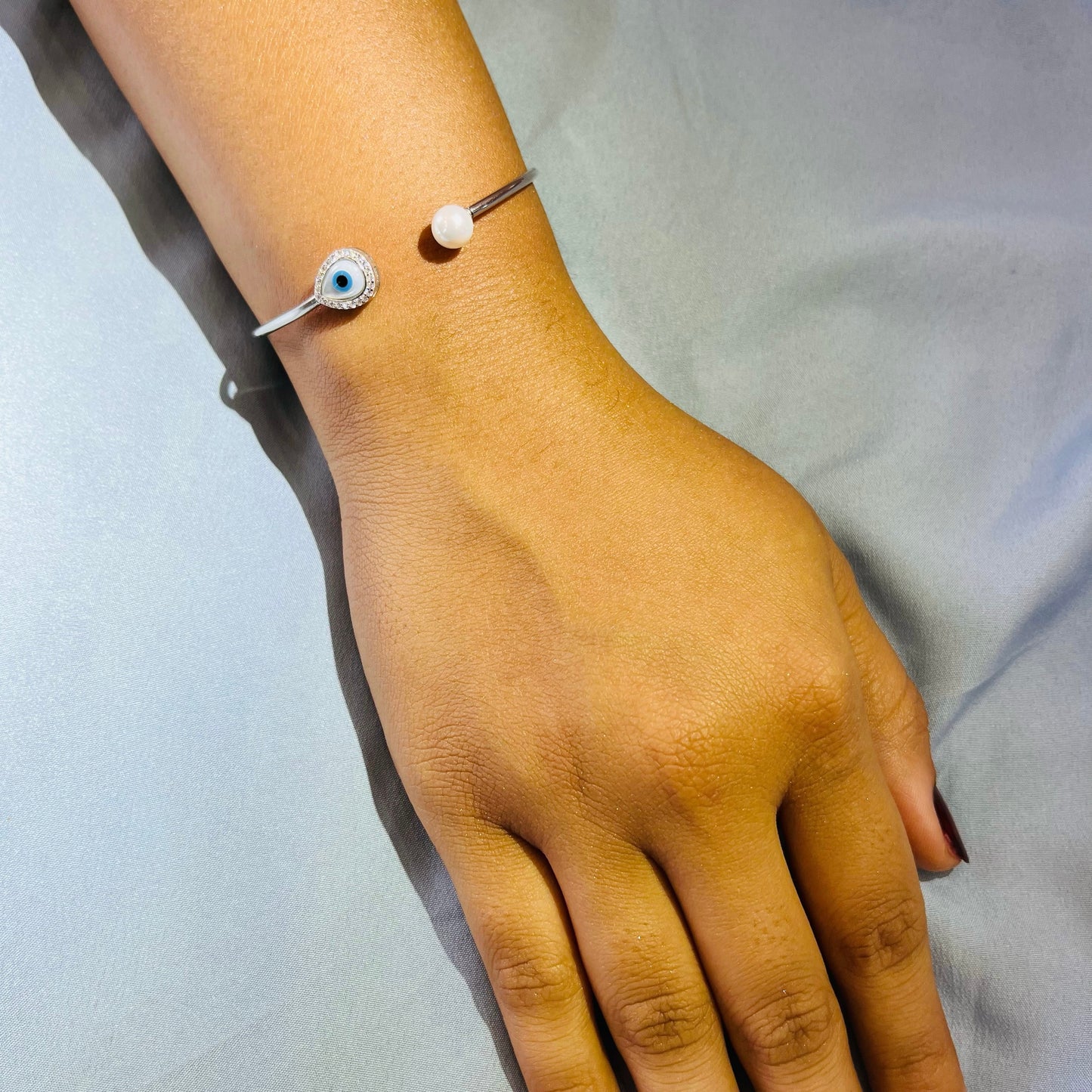 SILVER ZIRCON EVIL-EYE BRACELET
