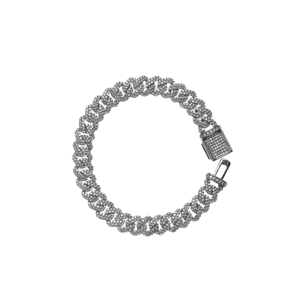 Simulated Diamond Iced Out Miami Cuban Link Chain Mens Bracelets Hip Hop
