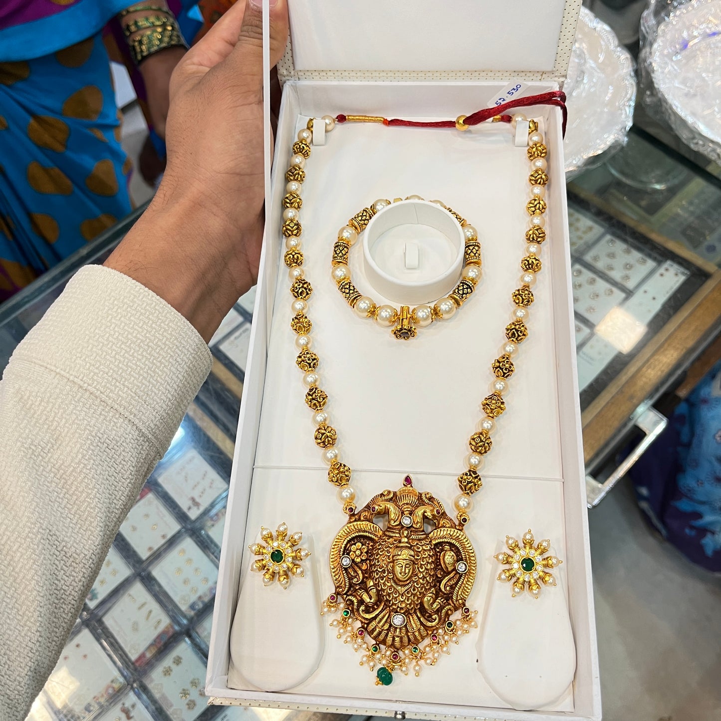 Silver Haram With Bangle & Earrings