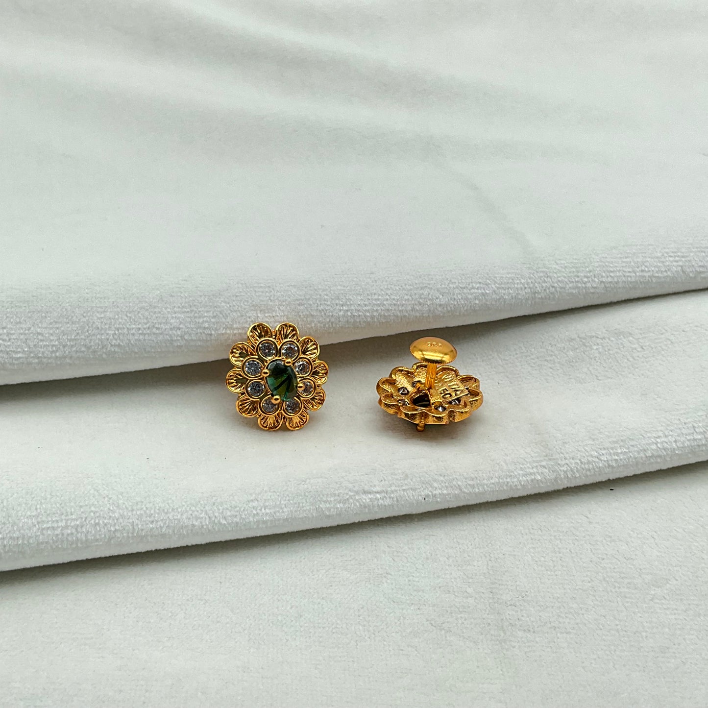 Silver Green Earrings