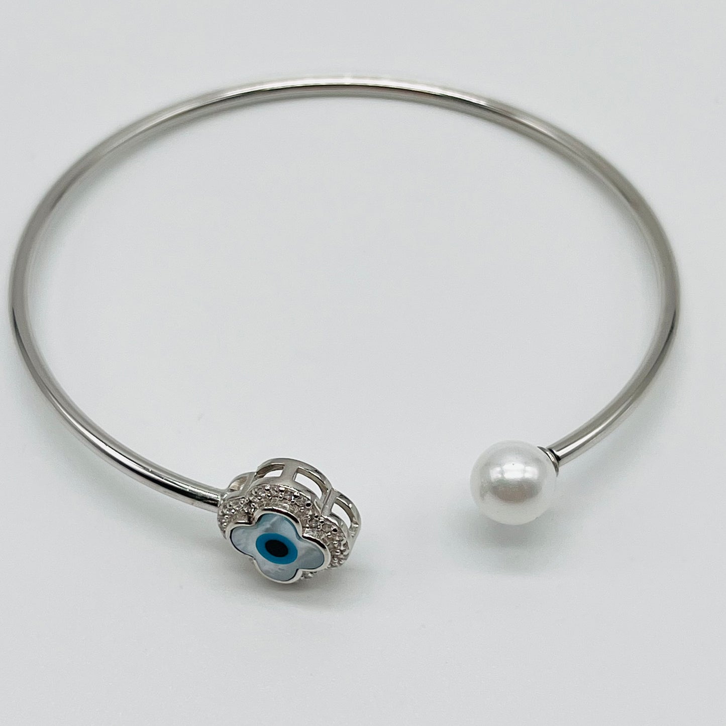 SILVER ZIRCON EVIL-EYE BRACELET