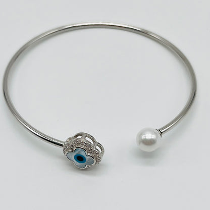 SILVER ZIRCON EVIL-EYE BRACELET