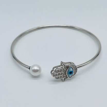 SILVER ZIRCON EVIL-EYE BRACELET