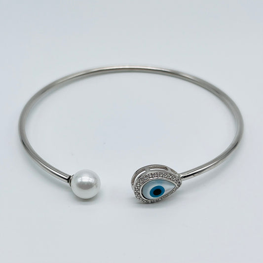 SILVER ZIRCON EVIL-EYE BRACELET