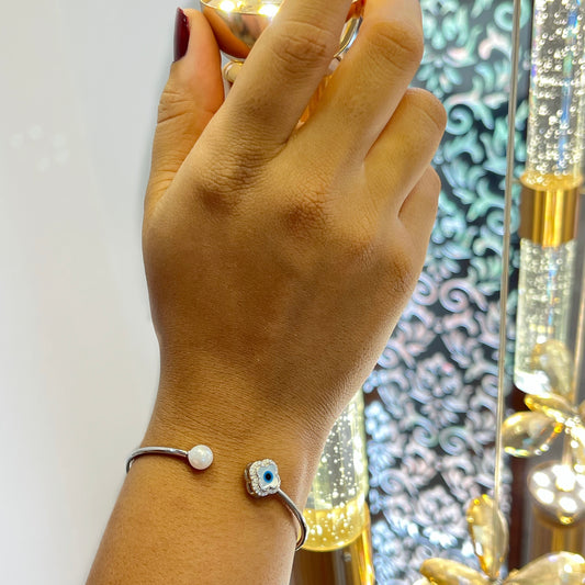 SILVER ZIRCON EVIL-EYE BRACELET
