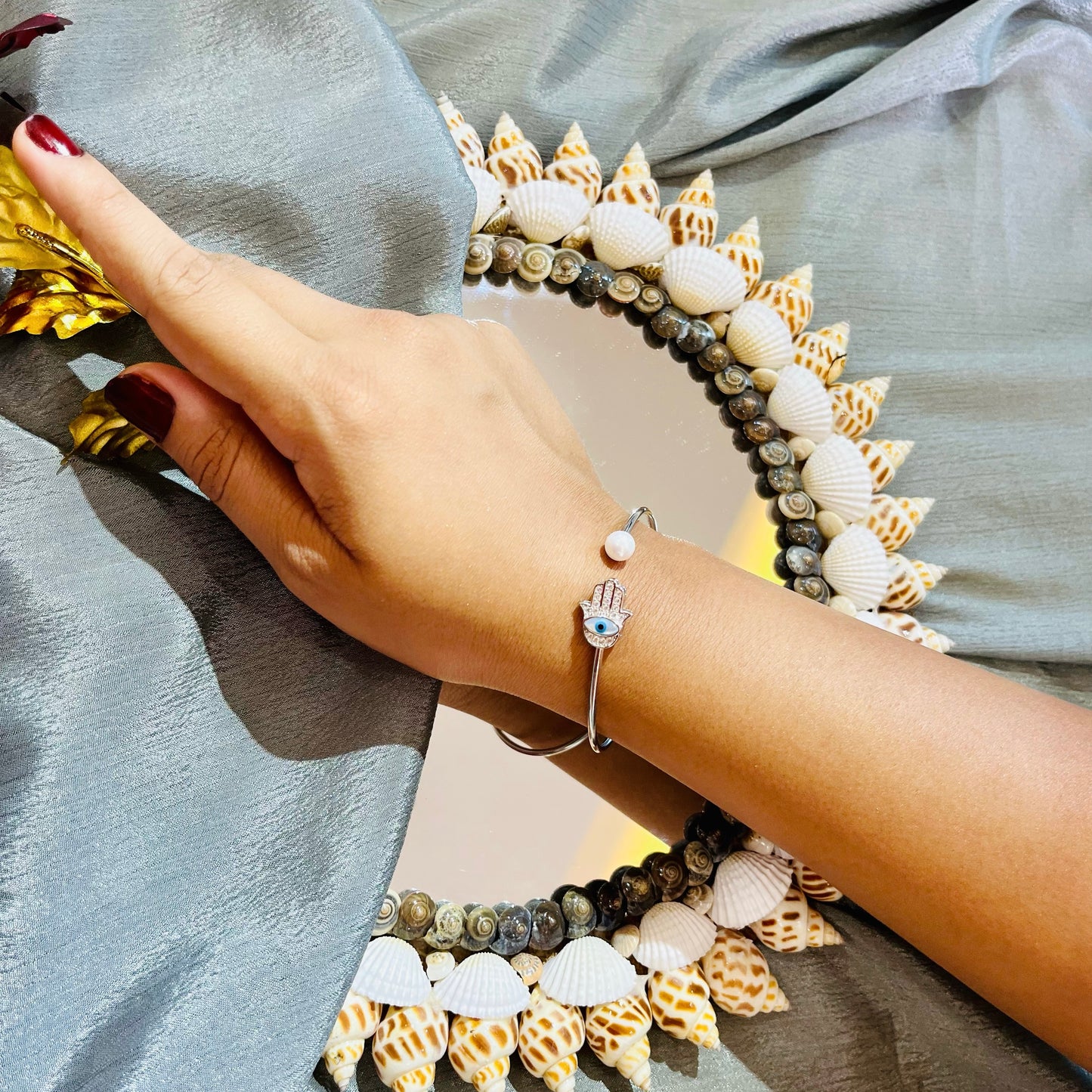 SILVER ZIRCON EVIL-EYE BRACELET