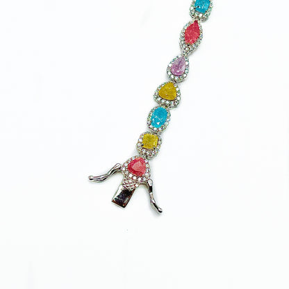 Silver Multi Color Stone Bracelet