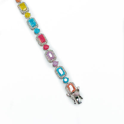 Silver Multi Color Stone Bracelet for Girls