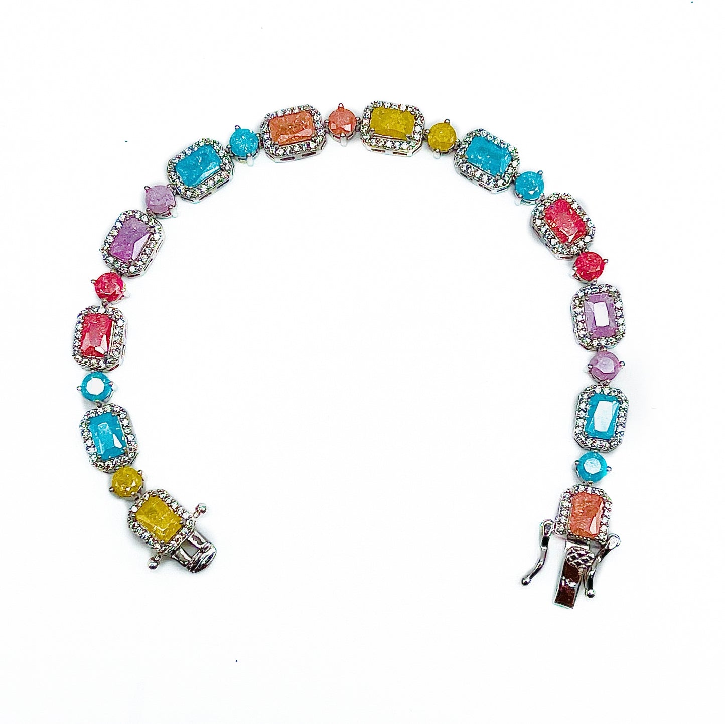 Silver Multi Color Stone Bracelet for Girls