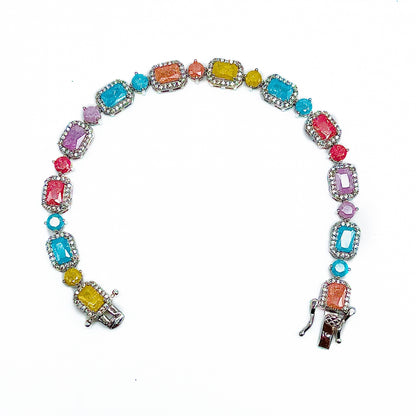 Silver Multi Color Stone Bracelet for Girls