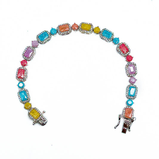 Silver Multi Color Stone Bracelet for Girls