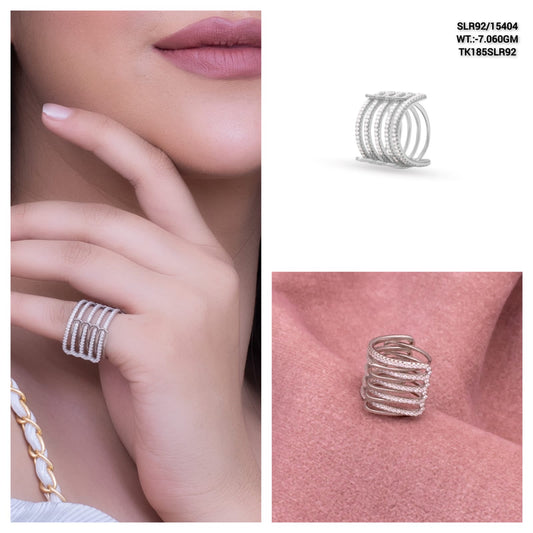 Three circle With Diamonds Silver Ring